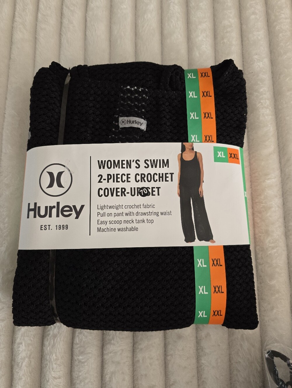 Hurley Black Women's 2-Piece Crochet Swim Coverup Set